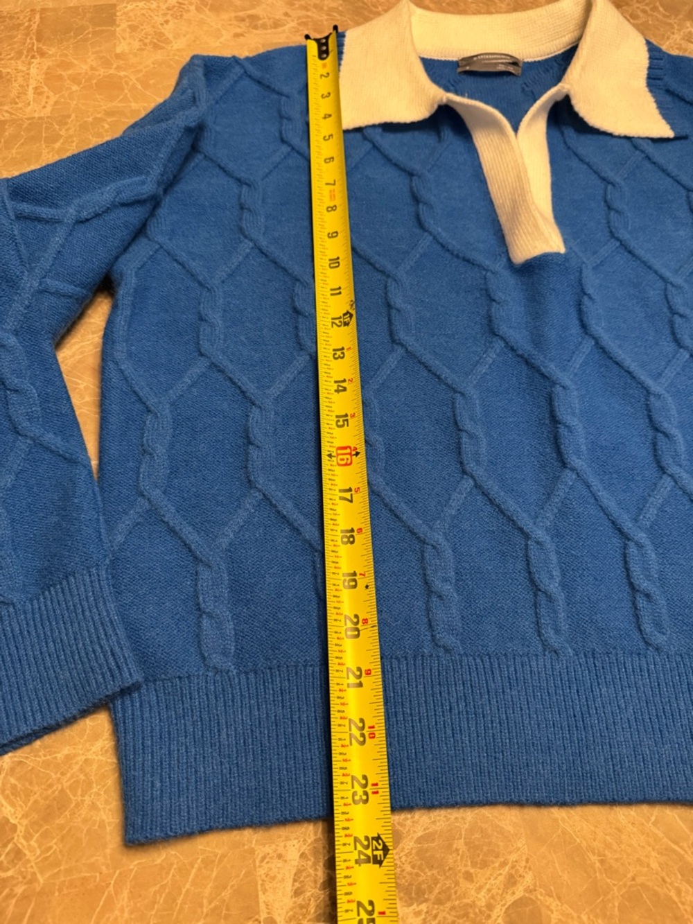 By Anthropologie V-Neck Collared Cable Sweater medium - Picture 10 of 11
